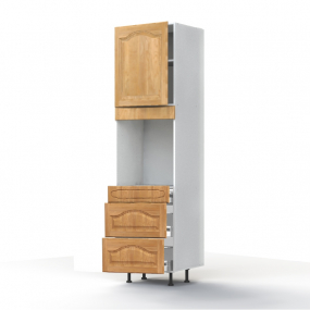 Colonne Champêtre 1 porte - 1 four - 3 tiroirs L60xH213,8xP56