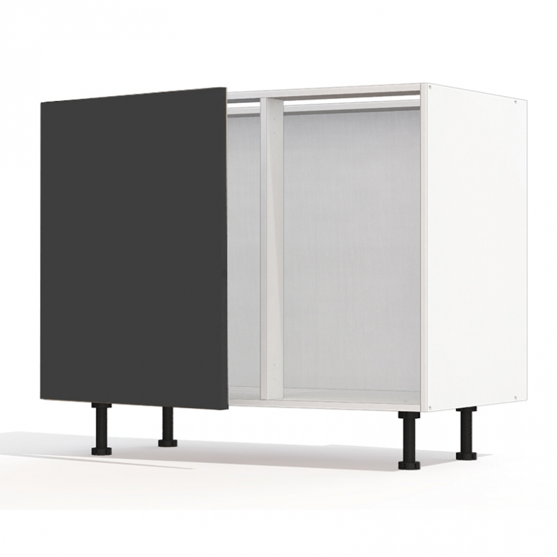 Meuble bas d'angle sous évier noir mat 1 porte 60cm larg. 100cm x H71.5cm