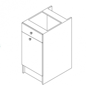 Meuble bas 1 porte/1 tiroir - H 85cm x L 40cm x P 56cm