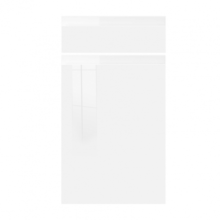 Façade laquée blanche brillante poignée intégrée Porte + Tiroir larg. 40cm x H71cm