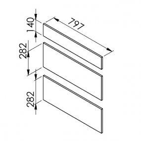 Façade laquée blanche brillante poignée intégrée 3 Tiroirs larg. 80cm x H71cm