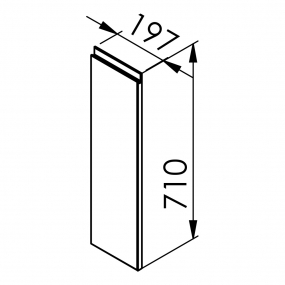 Façade laquée blanche brillante poignée intégrée larg. 20cm x H71cm