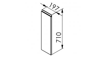 Façade laquée blanche brillante poignée intégrée larg. 20cm x H71cm