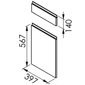 Façade laquée blanche brillante poignée intégrée Porte + Tiroir larg. 40cm x H71cm