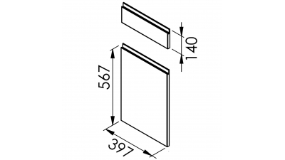 Façade laquée blanche brillante poignée intégrée Porte + Tiroir larg. 40cm x H71cm