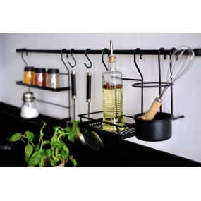 Supports tube pour barre de crédence acier noir mat