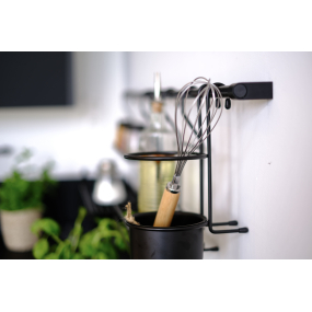 Supports tube pour barre de crédence acier noir mat