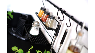 Support pour rouleau à papier pour barre de crédence acier noir mat