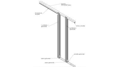 Porte coulissante à galandage Paulownia larg. 93cm