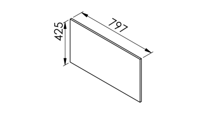 Façade cadre aluminium vitrage sablé larg. 80cm x H42.5cm