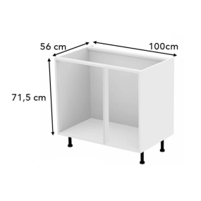 Meuble bas sous évier Epure 2 portes larg. 100cm x H71.5cm