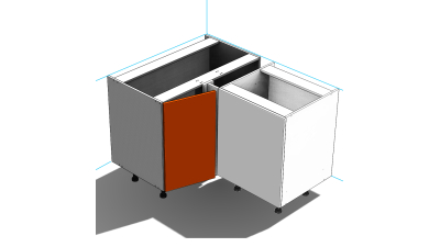 Meuble bas d'angle sous évier Epure 1 porte 40cm larg. 100cm x H71.5cm