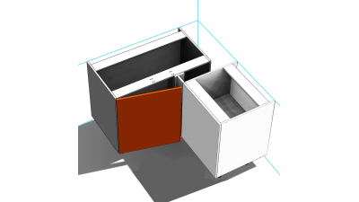 Meuble bas d'angle Epure 1 porte 60cm larg. 100cm x H71.5cm