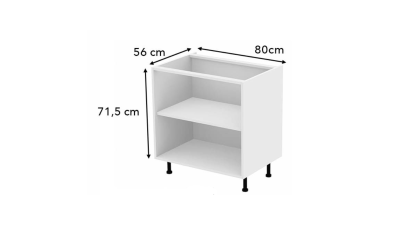 Meuble bas alu noir vitré larg. 80cm x H71.5cm