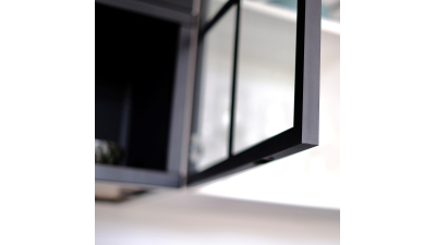 Meuble bas alu noir vitré larg. 80cm x H71.5cm