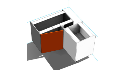 Meuble bas d'angle sous évier Perla 1 porte 60cm larg. 100cm x H71.5cm