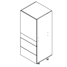 Colonne de cuisine grise brillante 1 porte - 3 tiroirs larg. 60cm x H142.6cm