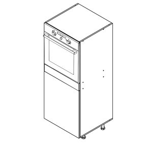 Colonne de cuisine grise brillante 1 porte-1 four larg. 60cm x H142.6cm