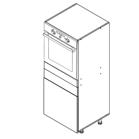 Colonne de cuisine grise brillante 1 four - 1 porte - 1 tiroir larg. 60cm x H142.6cm