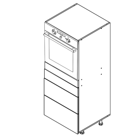 Colonne de cuisine grise brillante 1 four - 3 tiroirs larg. 60cm x H142.6cm