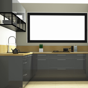 Colonne de cuisine grise brillante 1 MO - 1 porte - 1 tiroir larg. 60cm x H156.6cm