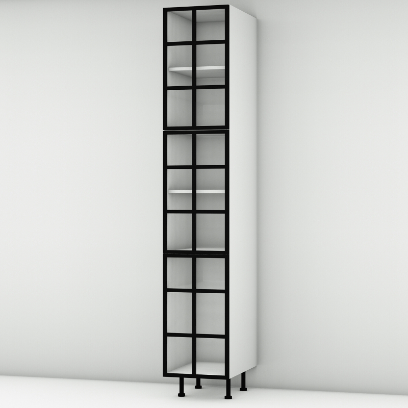 Colonne de cuisine alu noir vitré larg. 40cm x H213.8cm