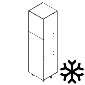 Colonne de cuisine grise brillante 2 portes frigo encastrable L60cm x H213.8cm