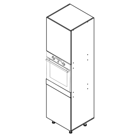 Colonne de cuisine grise brillante 2 portes - 1 four larg. 60cm x H213.8cm