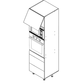 Colonne Perla 1 porte - 1 four - 1MO - 3 tiroirs larg. 60cm x H213.8cm