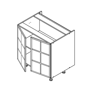 Meuble bas alu noir vitré larg. 80cm x H71.5cm