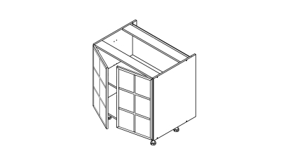 Meuble bas alu noir vitré larg. 80cm x H71.5cm