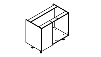 Meuble bas d'angle sous évier Epure 1 porte 40cm larg. 100cm x H71.5cm