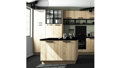 Meuble bas sous évier chene clair 2 portes larg. 80cm x H71.5cm