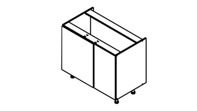Meuble bas sous évier chene clair 2 portes larg. 100cm x H71.5cm