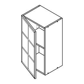 Meuble haut alu noir vitré larg. 40cm x H71.5cm