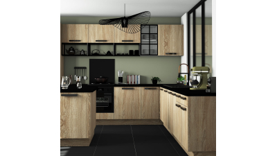 Colonne chene clair 1 porte-1 four larg. 60cm x H142.6cm