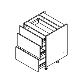 Meuble bas bleu mat 3 tiroirs larg. 60cm x H71.5cm
