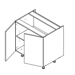 Meuble bas bleu mat 2 portes larg. 80cm x H71.5cm
