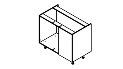 Meuble bas d'angle bleu mat 1 porte 40cm larg. 100cm x H71.5cm