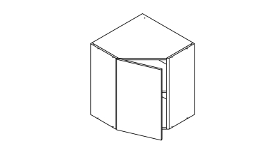 Meuble haut d'angle 45° bleu mat larg. 40cm x H71.5cm