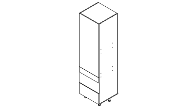 Colonne bleu mat 1 porte - 3 tiroirs larg. 60cm x H213.8cm