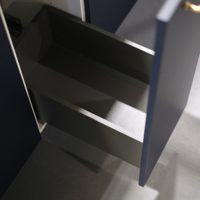 Meuble bas bleu mat coulissant larg. 30cm x H71.5cm