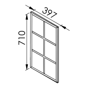 Colonne bleu mat 2 portes alu noir vitrée -  1 porte+tiroir larg. 40cm x H213.8cm