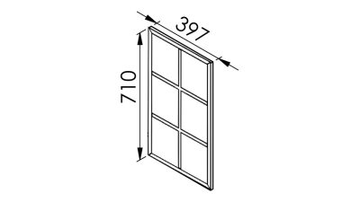 Colonne bleu mat 2 portes alu noir vitrée -  1 porte+tiroir larg. 40cm x H213.8cm