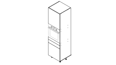 Colonne bleu mat 1 porte - 1 four - 1 porte+tiroir larg. 60cm x H213.8cm