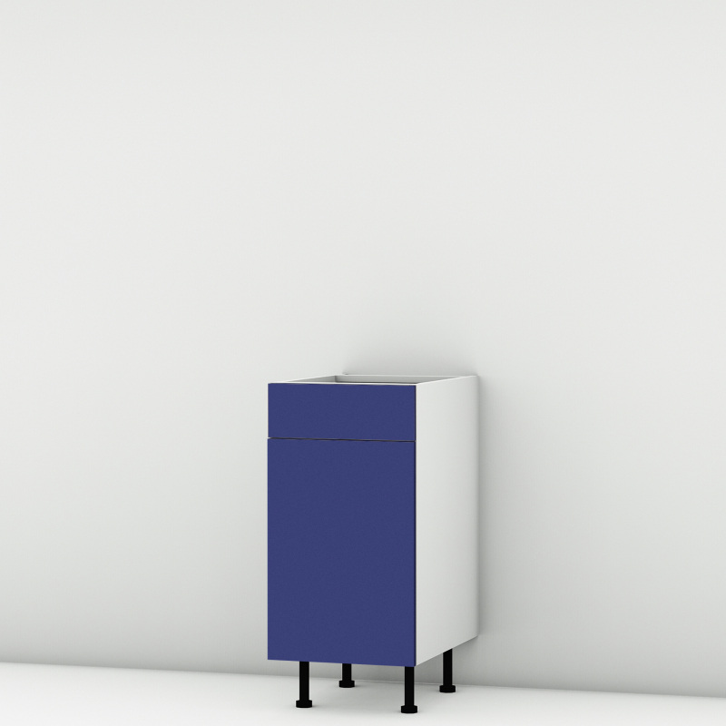 Meuble bas bleu mat Porte + Tiroir larg. 40cm x H71.5cm