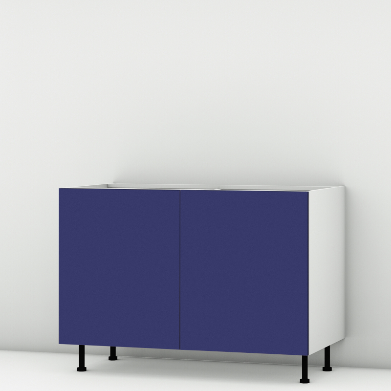 Meuble bas bleu mat 2 portes larg. 120cm x H71.5cm