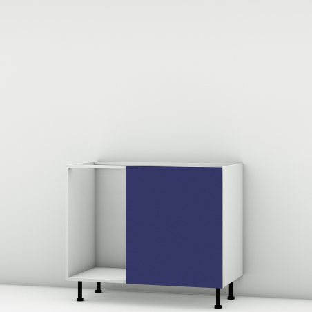 Meuble bas d'angle bleu mat 1 porte 60cm larg. 100cm x H71.5cm