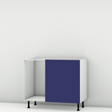 Meuble bas d'angle bleu mat 1 porte 60cm larg. 100cm x H71.5cm