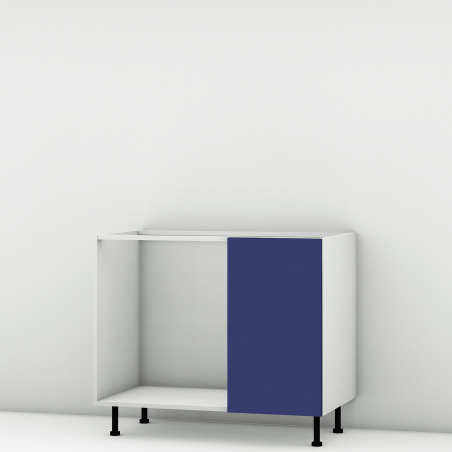 Meuble bas d'angle bleu mat 1 porte 40cm larg. 100cm x H71.5cm